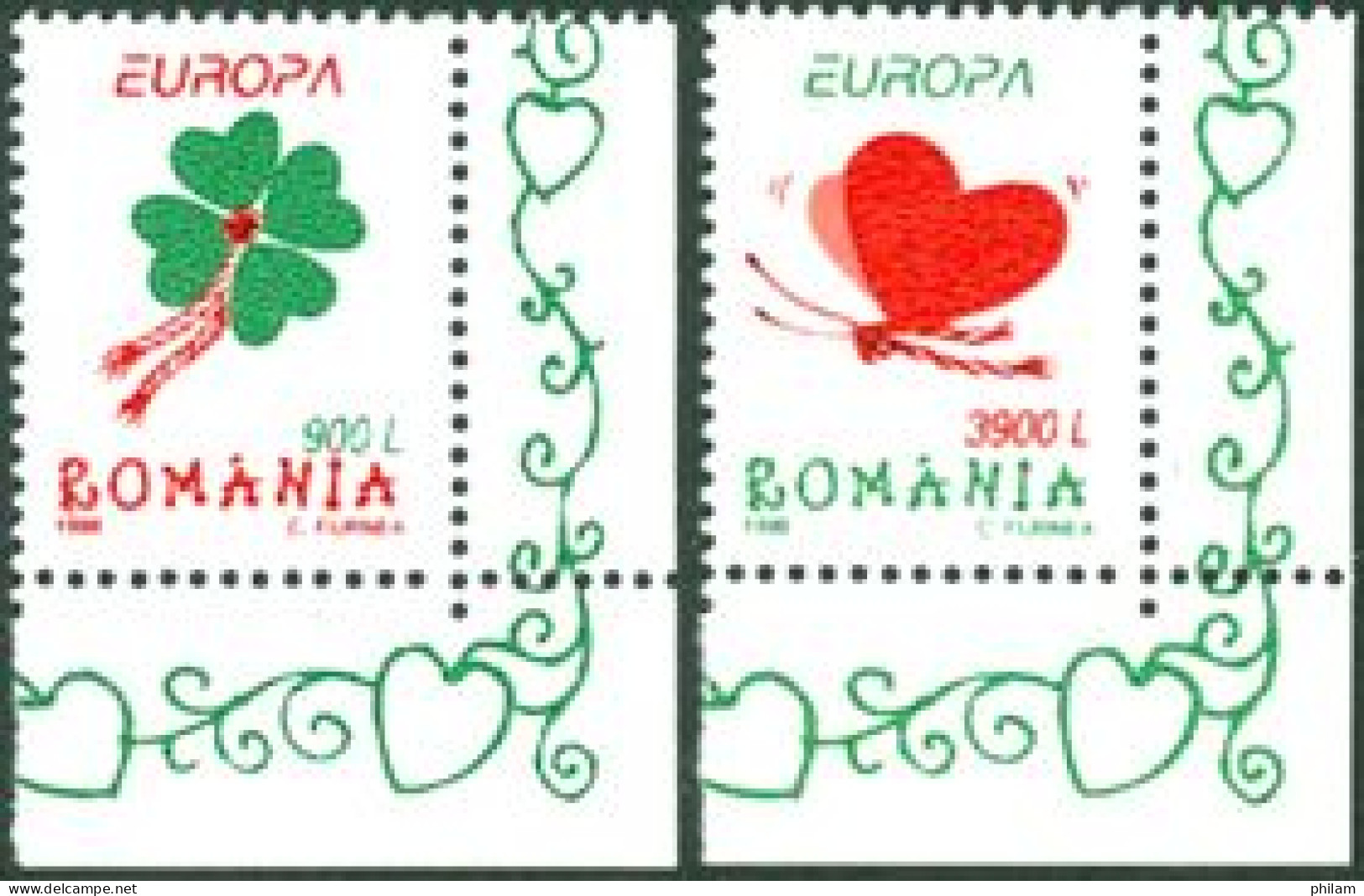 ROUMANIE 1998 - Europa - Papillon Et Trèfle à 4 Feuilles - 2 V. - 1998