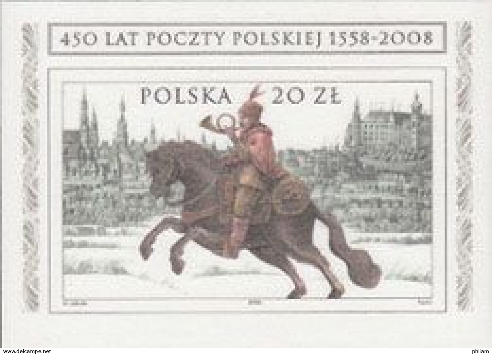 POLOGNE 2008 - 450 Ans De Service Postal - BF Imprimé Sur Soie - Blocs & Hojas