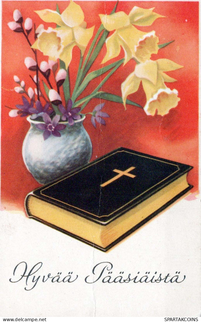 OSTERN BIBEL FLOWERS Vintage Ansichtskarte Postkarte CPSMPF #PKD409.A - Easter