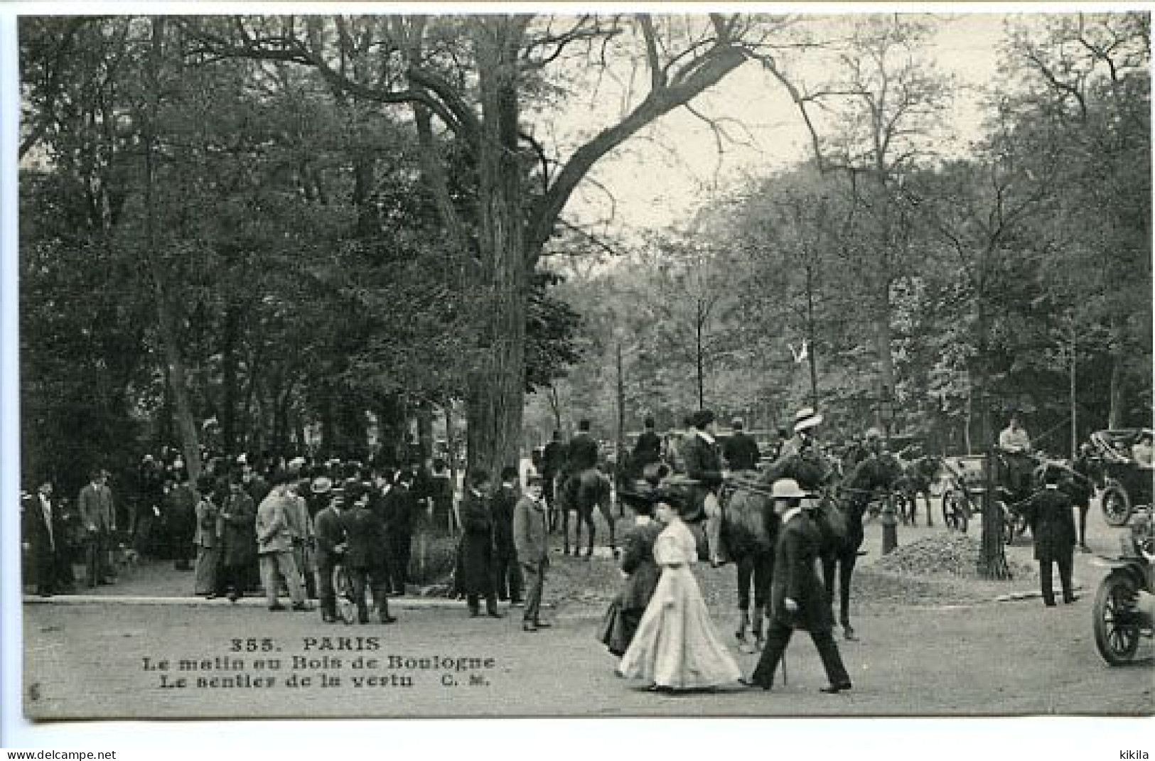 CPA 9 X 14  PARIS  Le Matin Au Bois De Boulogne  Le Sentier De La Vertu  Cavalier Chevaux Calèche Promeneurs - Sonstige & Ohne Zuordnung