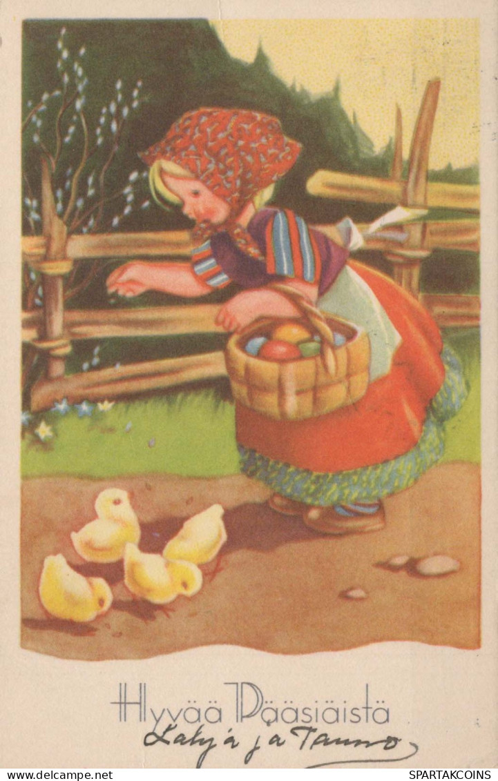 PÂQUES POULET ŒUF Vintage Carte Postale CPSMPF #PKD258.A - Ostern