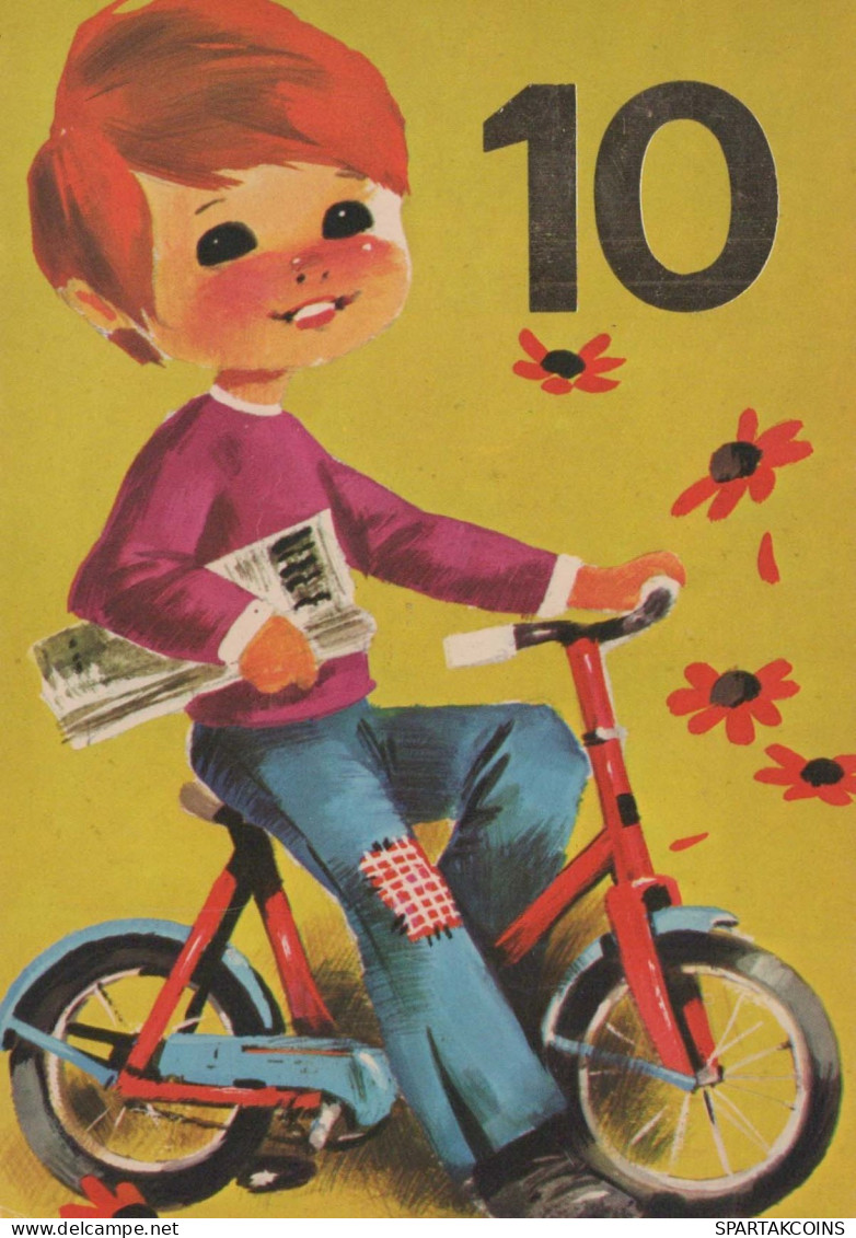 JOYEUX ANNIVERSAIRE 10 Ans GARÇON ENFANTS Vintage Postal CPSM #PBT839.A - Anniversaire