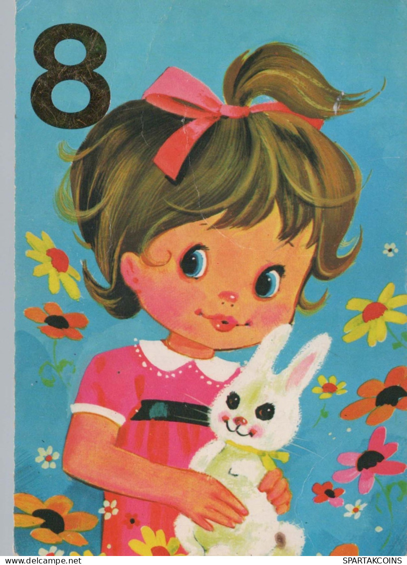 HAPPY BIRTHDAY 8 Year Old GIRL CHILDREN Vintage Postal CPSM #PBT781.A - Compleanni