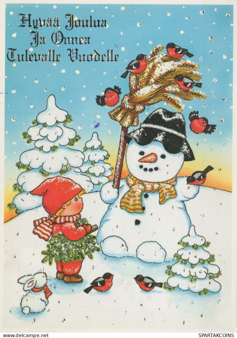 Bonne Année Noël ENFANTS Animaux Vintage Carte Postale CPSM #PBS988.A - Nieuwjaar