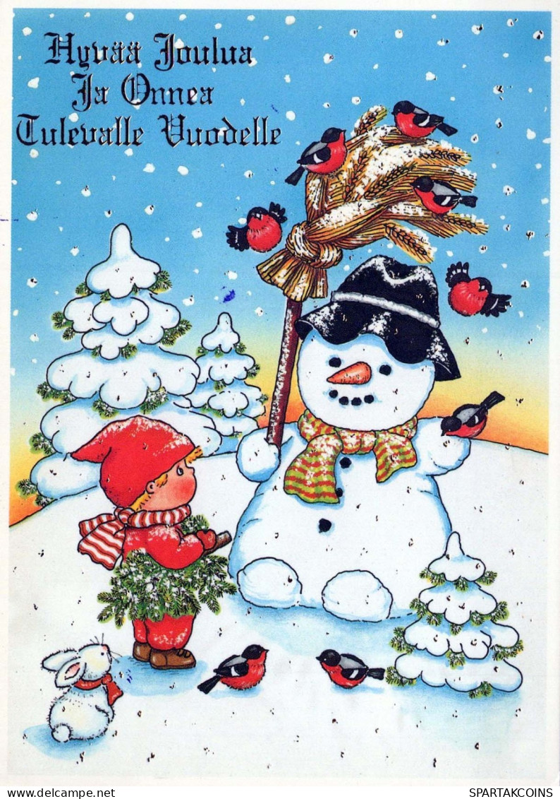 Bonne Année Noël ENFANTS Animaux Vintage Carte Postale CPSM #PBS988.A - Nieuwjaar