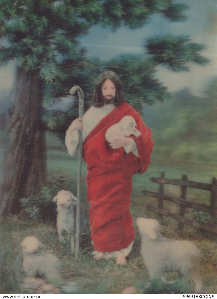JÉSUS-CHRIST Christianisme Religion LENTICULAR 3D Vintage Carte Postale CPSM #PAZ003.A - Gesù