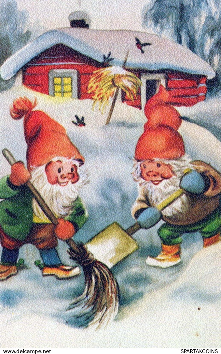 WEIHNACHTSMANN SANTA CLAUS Neujahr Weihnachten GNOME Vintage Ansichtskarte Postkarte CPSMPF #PKG528.A - Kerstman