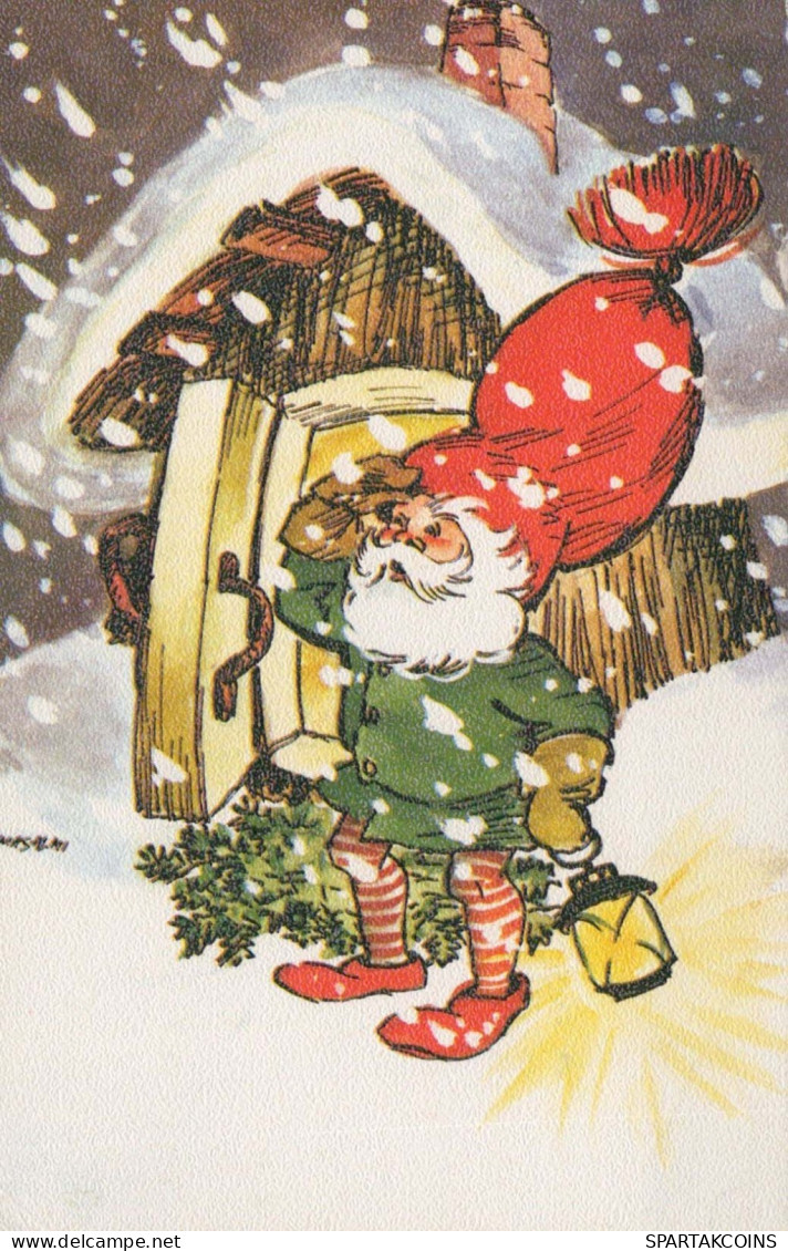 WEIHNACHTSMANN SANTA CLAUS Neujahr Weihnachten GNOME Vintage Ansichtskarte Postkarte CPSMPF #PKG393.A - Santa Claus