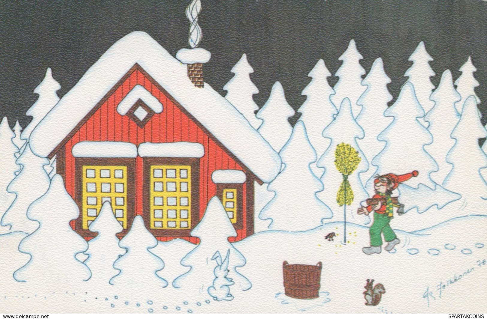 PÈRE NOËL Bonne Année Noël GNOME Vintage Carte Postale CPSMPF #PKG452.A - Santa Claus