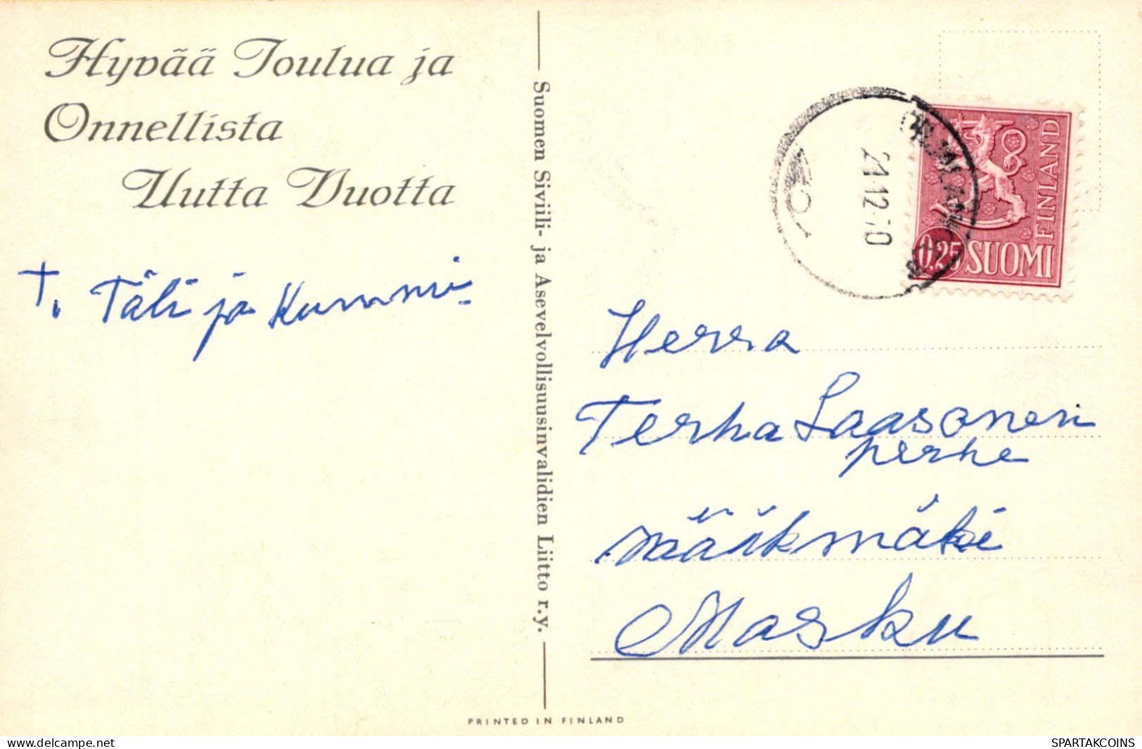 PAPÁ NOEL Feliz Año Navidad Vintage Tarjeta Postal CPSMPF #PKG355.A - Santa Claus