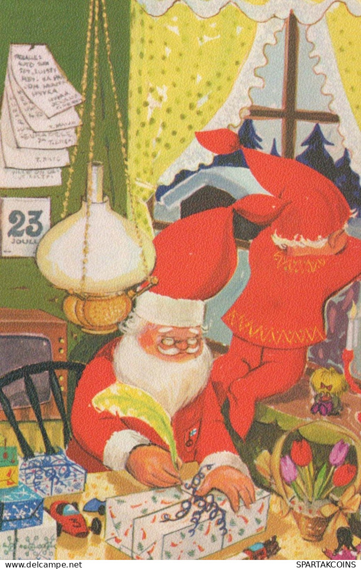 PAPÁ NOEL Feliz Año Navidad Vintage Tarjeta Postal CPSMPF #PKG340.A - Santa Claus