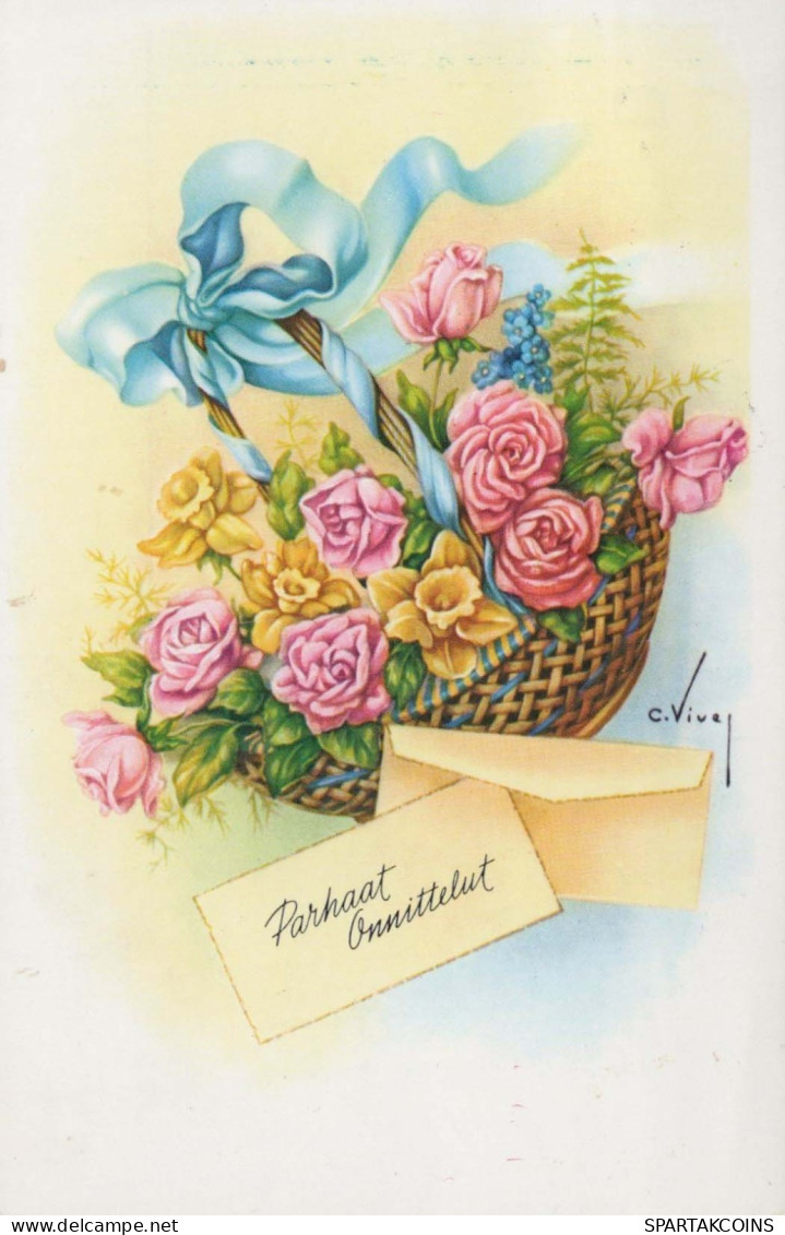 FLOWERS Vintage Ansichtskarte Postkarte CPSMPF #PKG058.A - Flowers