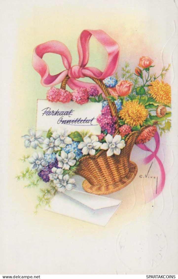 FLOWERS Vintage Postcard CPSMPF #PKG054.A - Flowers