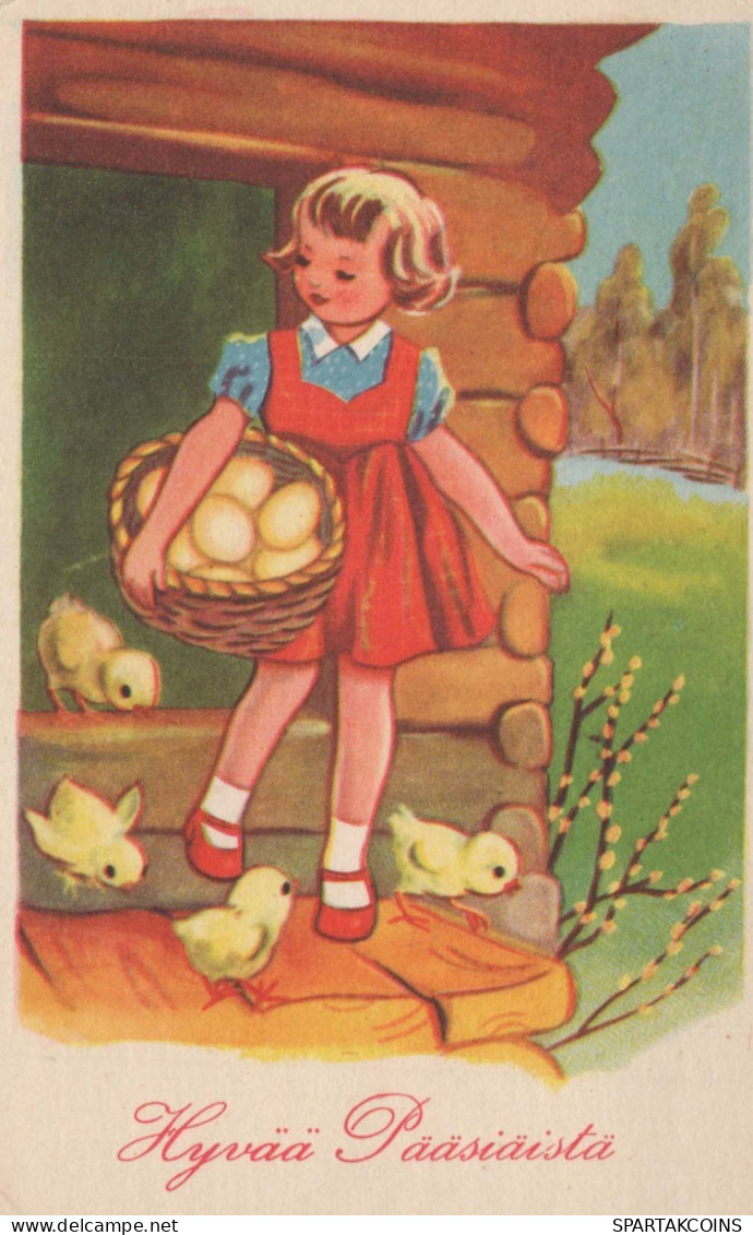 PÂQUES ENFANTS ŒUF Vintage Carte Postale CPA #PKE234.A - Pâques