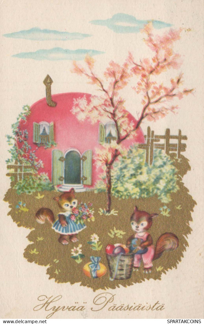 OSTERN EICHHÖRNCHEN Vintage Ansichtskarte Postkarte CPA #PKE190.A - Pâques