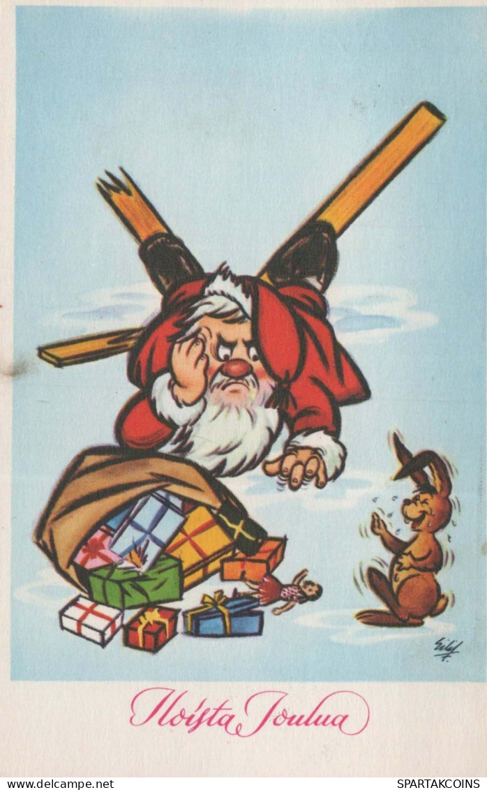 BABBO NATALE Buon Anno Natale GNOME Vintage Cartolina CPSMPF #PKD922.A - Santa Claus