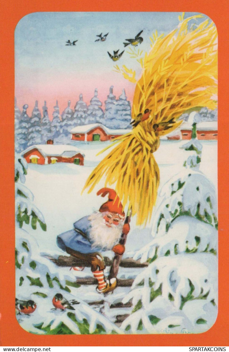 SANTA CLAUS Happy New Year Christmas GNOME Vintage Postcard CPSMPF #PKD885.A - Kerstman