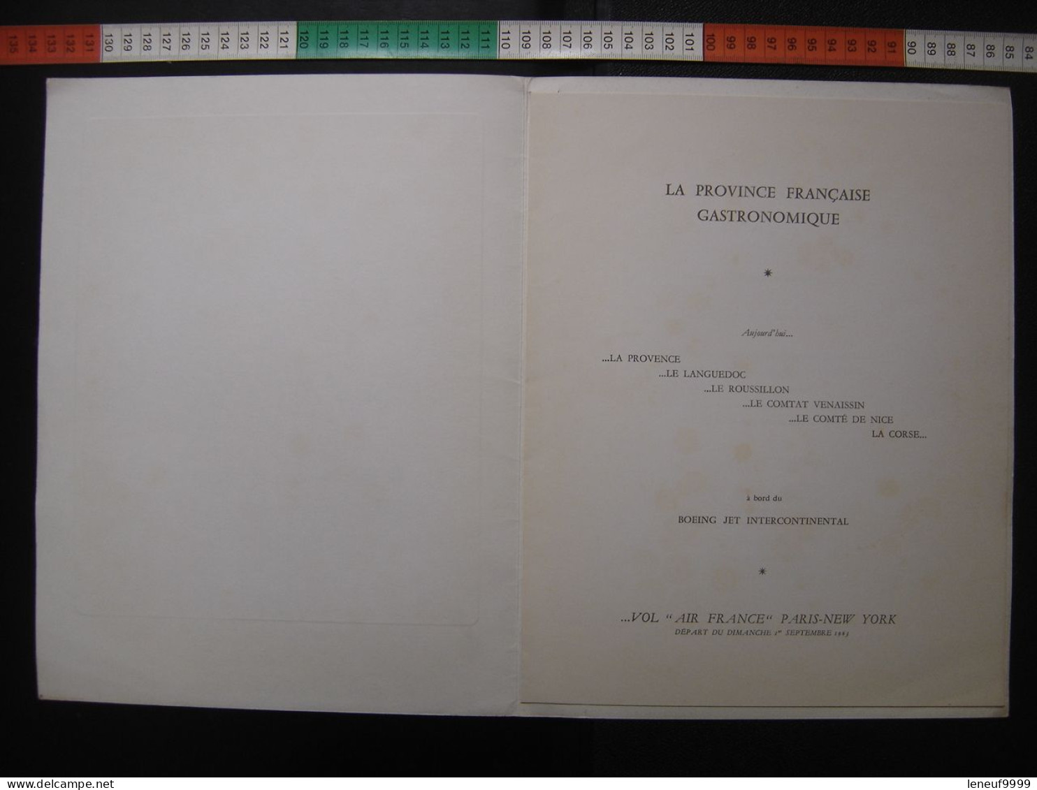 Menu AIR FRANCE Paris New York 1963 Boeing Jet PROVENCE CORSE LANGUEDOC - Menus