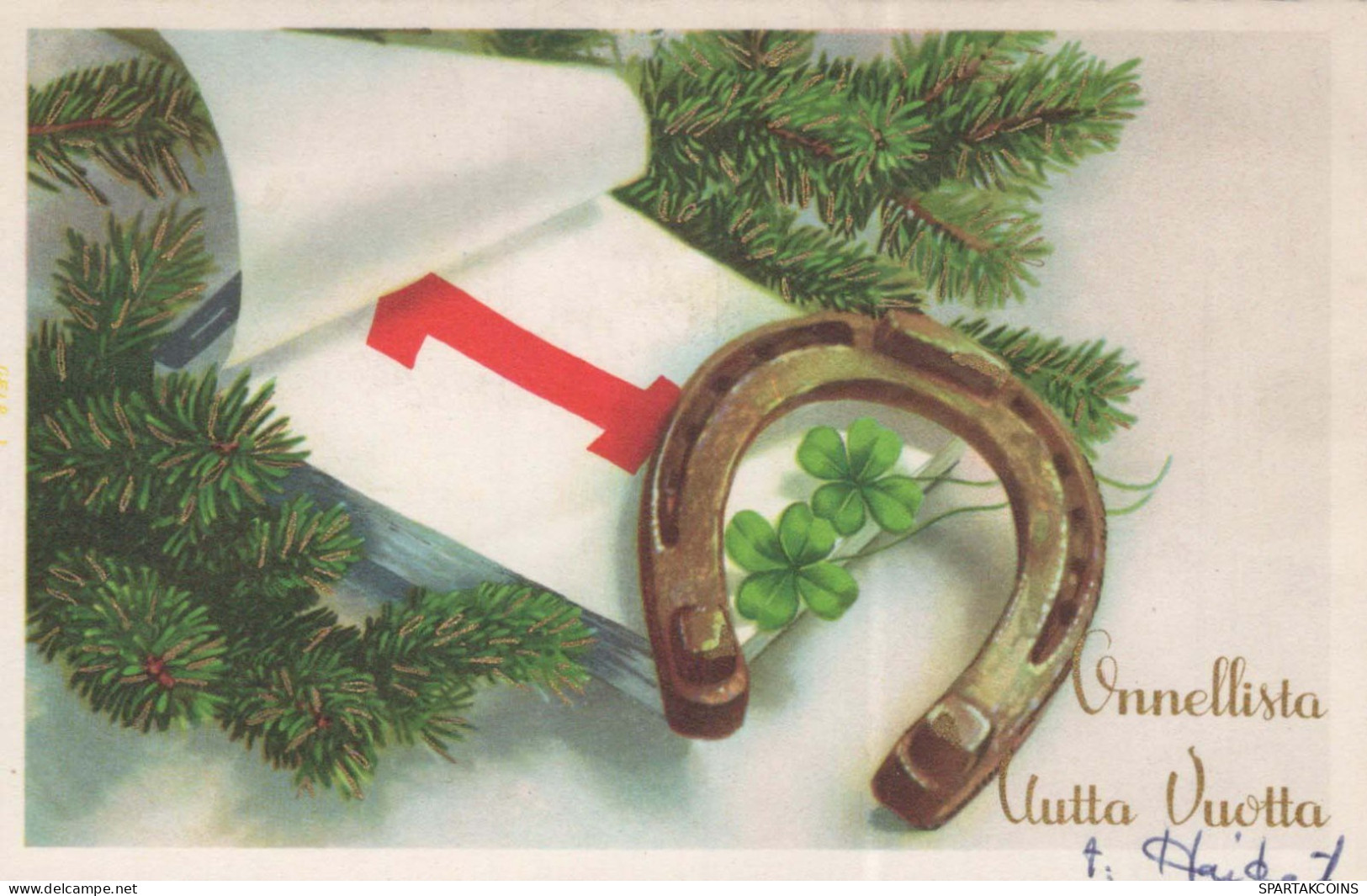 Neujahr Weihnachten PFERDSHOE Vintage Ansichtskarte Postkarte CPSMPF #PKD714.A - Neujahr