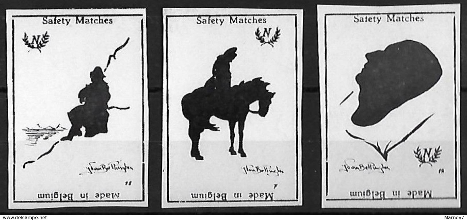 7 Vignettes Noir Et Blanc NAPOLEON - Waterloo Illustré - Aigle - Safety Matches - - Cinderellas