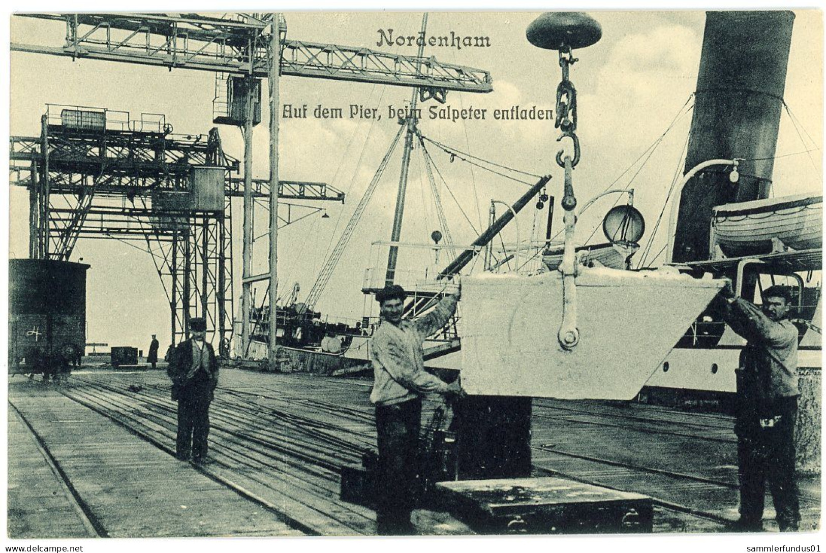 AK/CP Nordenham Pier  Beim Salpeter Entladen     Ungel/uncirc. 1909   Erhaltung/Cond.  1-  Nr.1788 - Nordenham