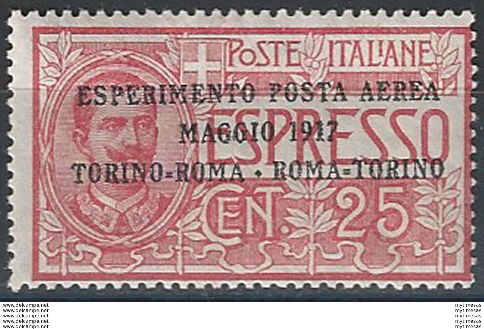 1917 Italia Posta Aerea 25c. Rosso Mc MNH Sassone N. 1 - Sonstige & Ohne Zuordnung