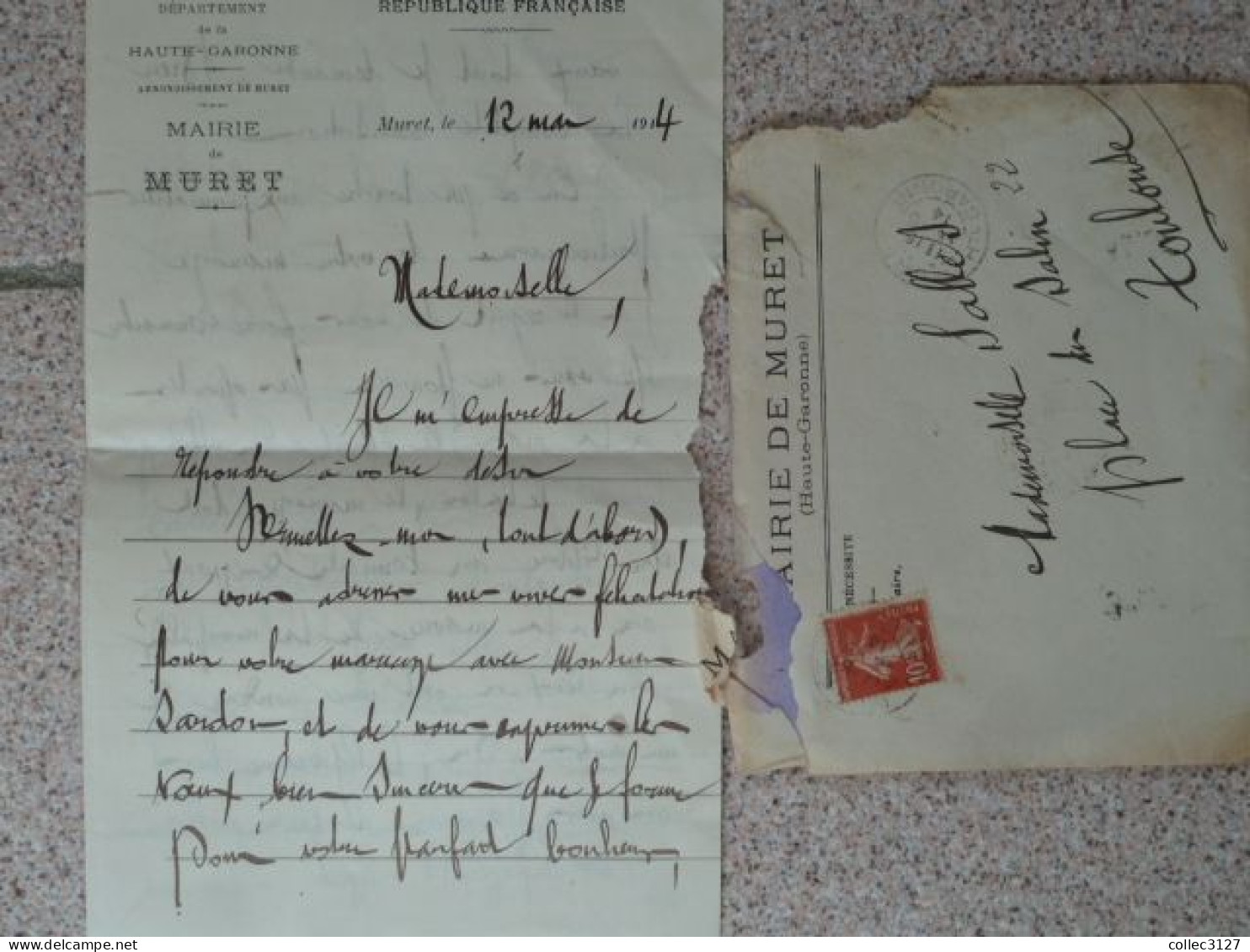 LF1 - Lettre à En-tête Avec Correspondance Mairie De Muret - 1914 - Non Classés