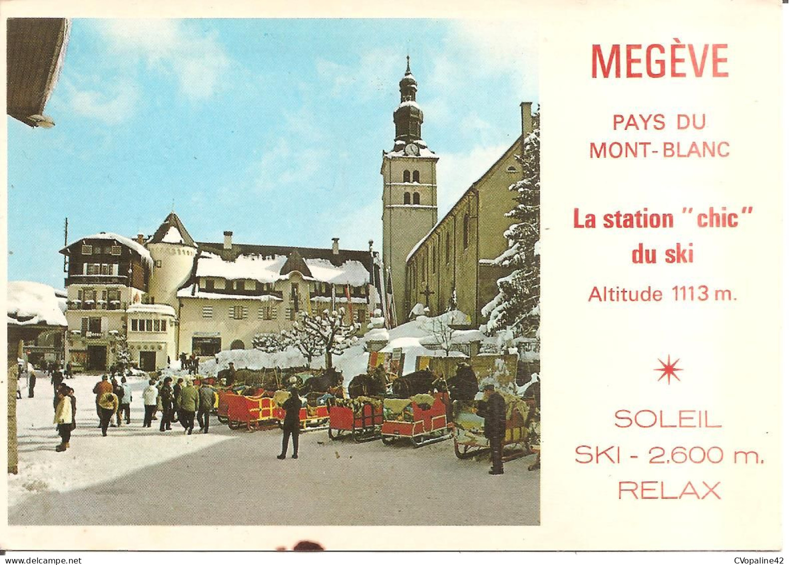 MEGEVE (74) La Station Chic Du Ski - La Place Principale Et Les Pittoresques Traineaux  CPSM GF - Megève