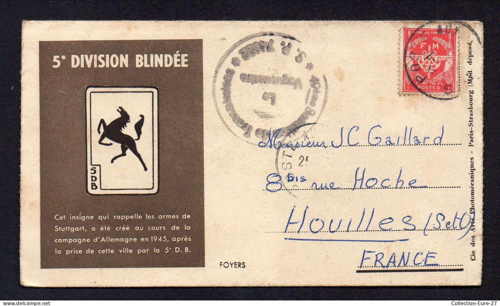 (12/05/24) THEME MILITARIA-CPA 5ème DIVISION BLINDEE - CARTE LETTRE - Kazerne