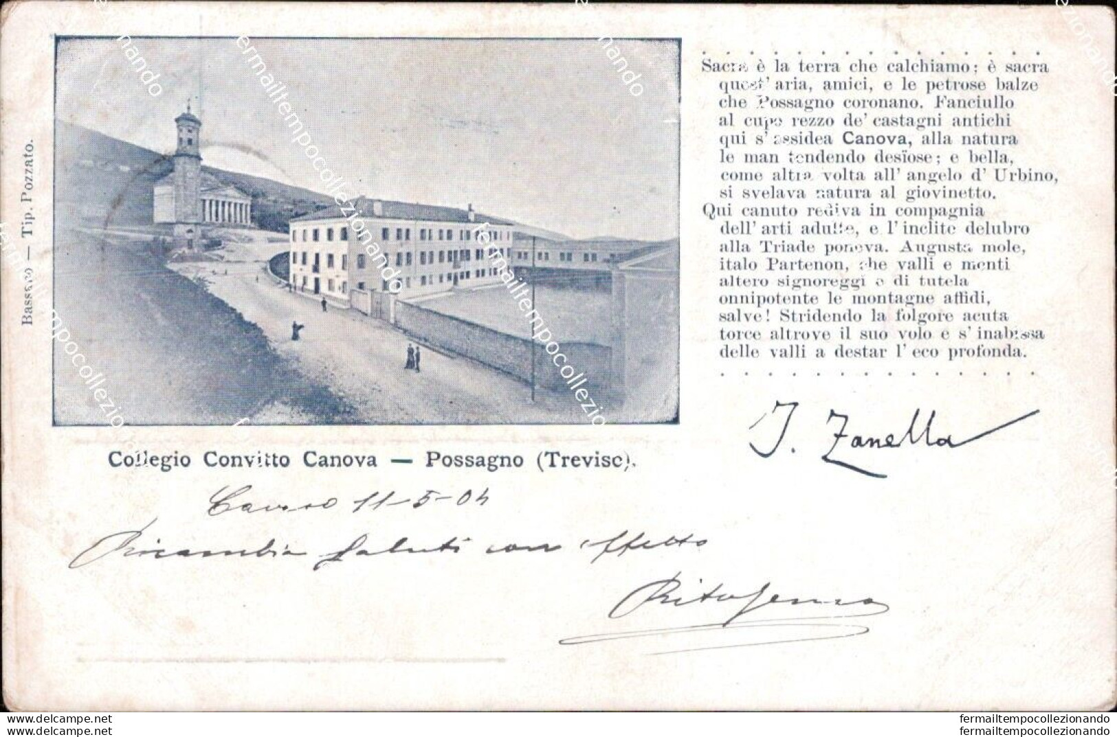 Af836 Cartolina Possagno Collegio Convitto Canova Provincia Di Treviso Veneto - Treviso