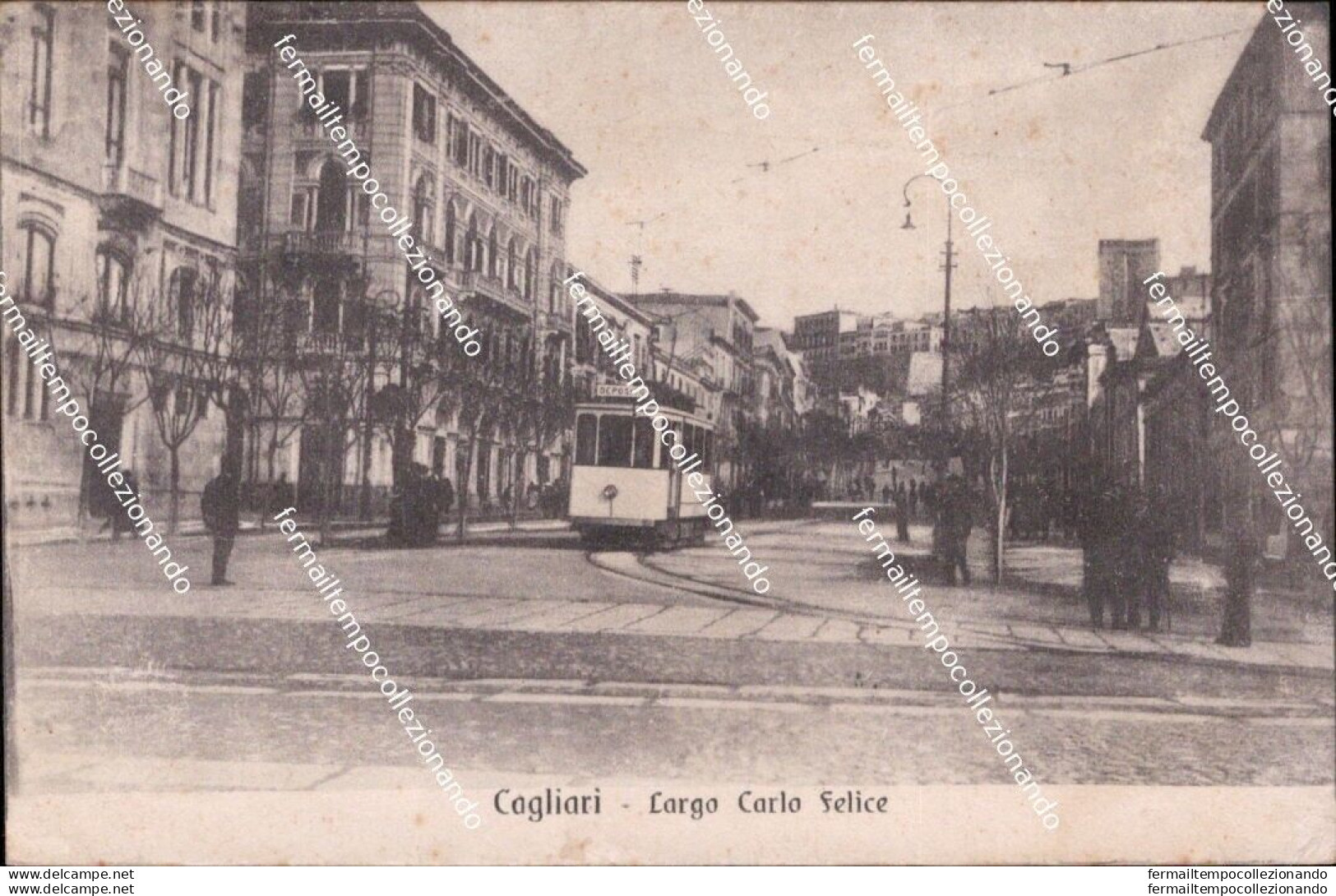 Af824 Cartolina Cagliari Citta'largo Carlo Felice Tram Sardegna - Cagliari