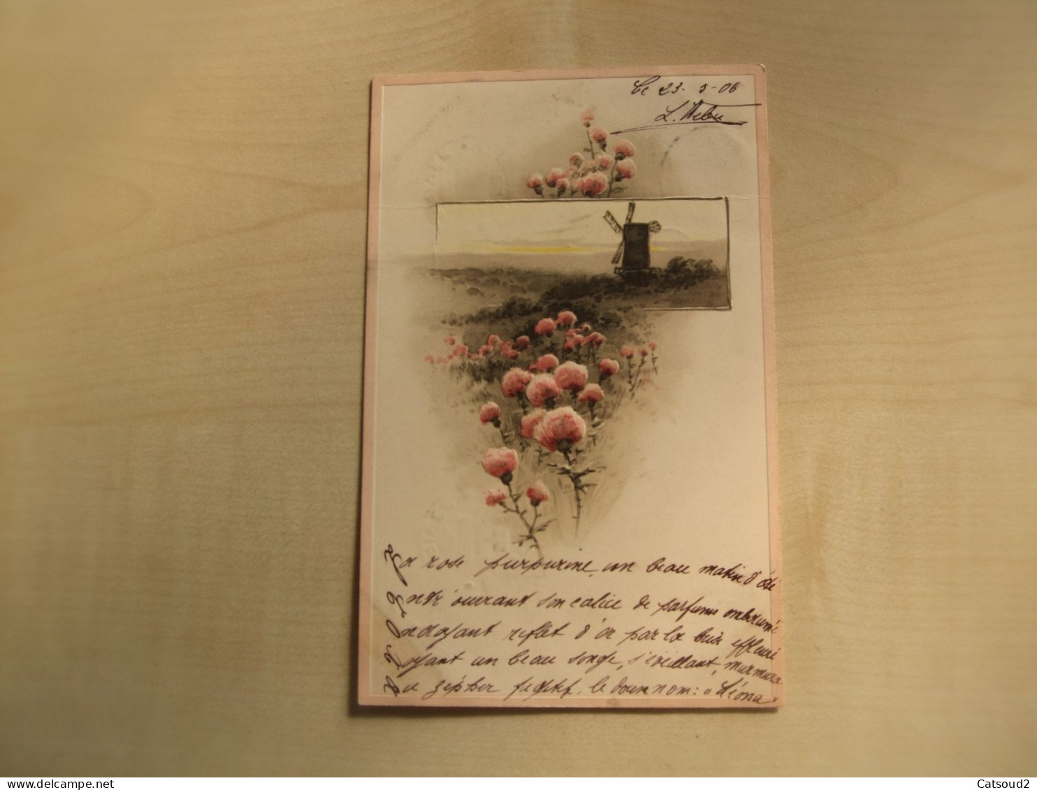 Carte Postale Ancienne En Relief 1905 FLEUR ET PAYSAGE - Fleurs