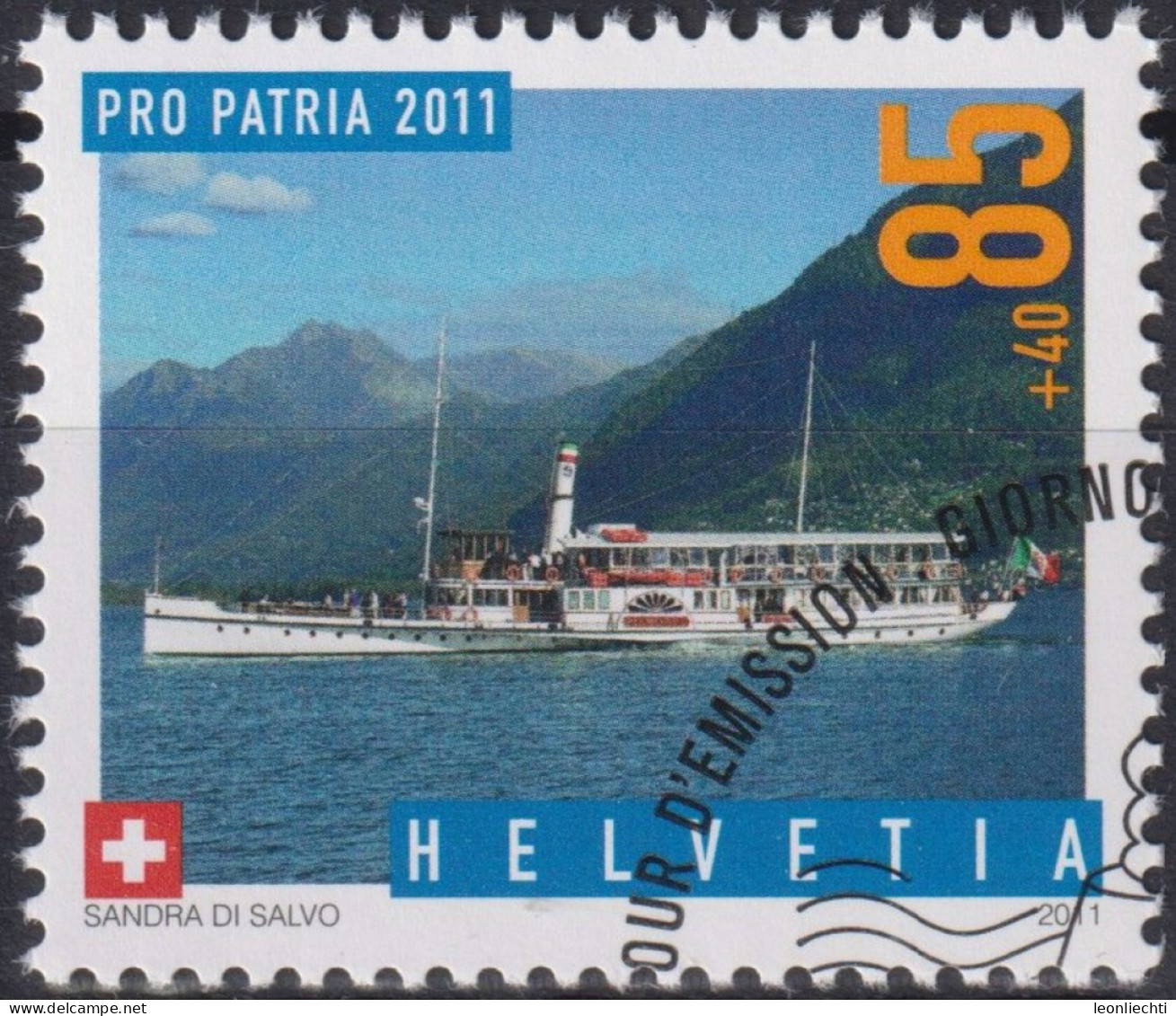 2011 Schweiz Pro Patria, Dampfschiff, Piemonte ⵙ Zum:CH B313, Mi:CH 2204, Yt:CH 2125 - Gebraucht