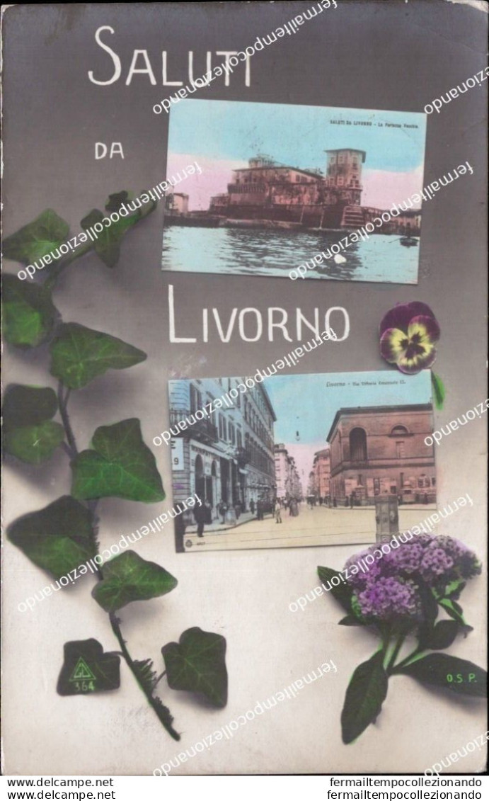 Af804 Cartolina Saluti Da Livorno 1912 Toscana - Livorno