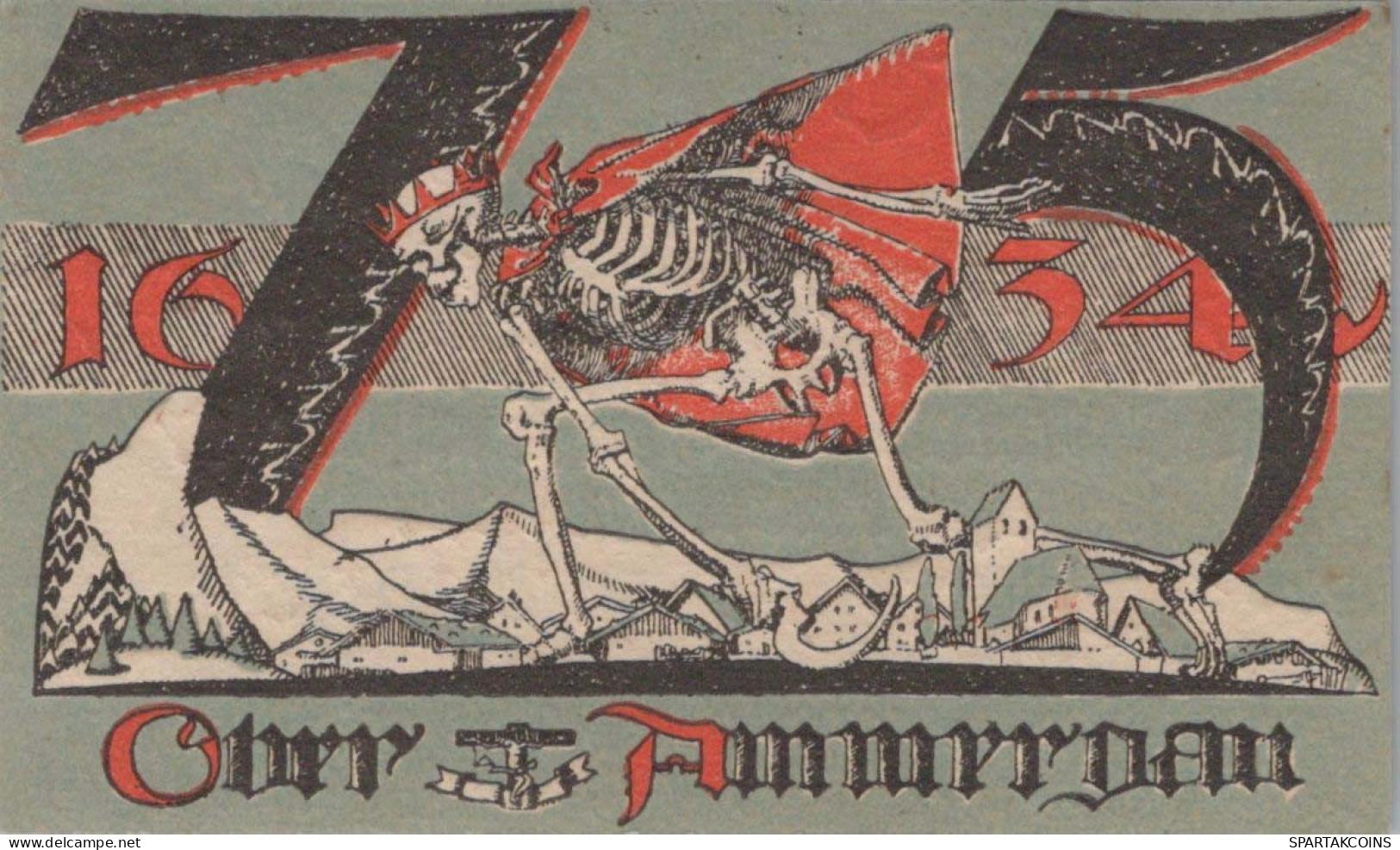 75 PFENNIG 1921 Stadt OBERAMMERGAU Bavaria DEUTSCHLAND Notgeld Banknote #PG119 - Lokale Ausgaben