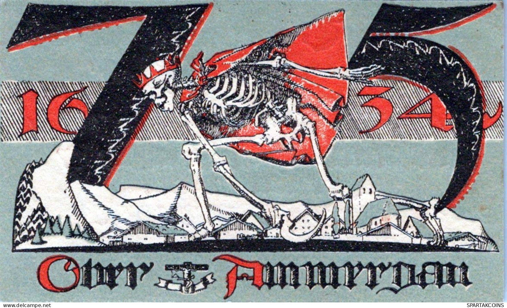 75 PFENNIG 1921 Stadt OBERAMMERGAU Bavaria DEUTSCHLAND Notgeld Banknote #PG119 - Lokale Ausgaben