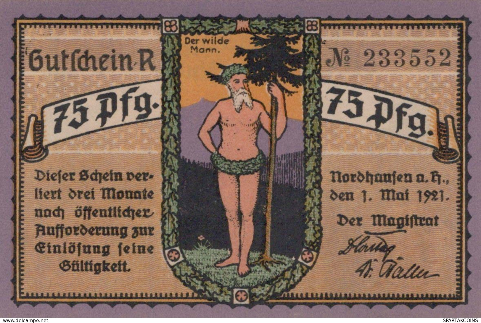 75 PFENNIG 1921 Stadt NORDHAUSEN Saxony UNC DEUTSCHLAND Notgeld Banknote #PI814 - Lokale Ausgaben