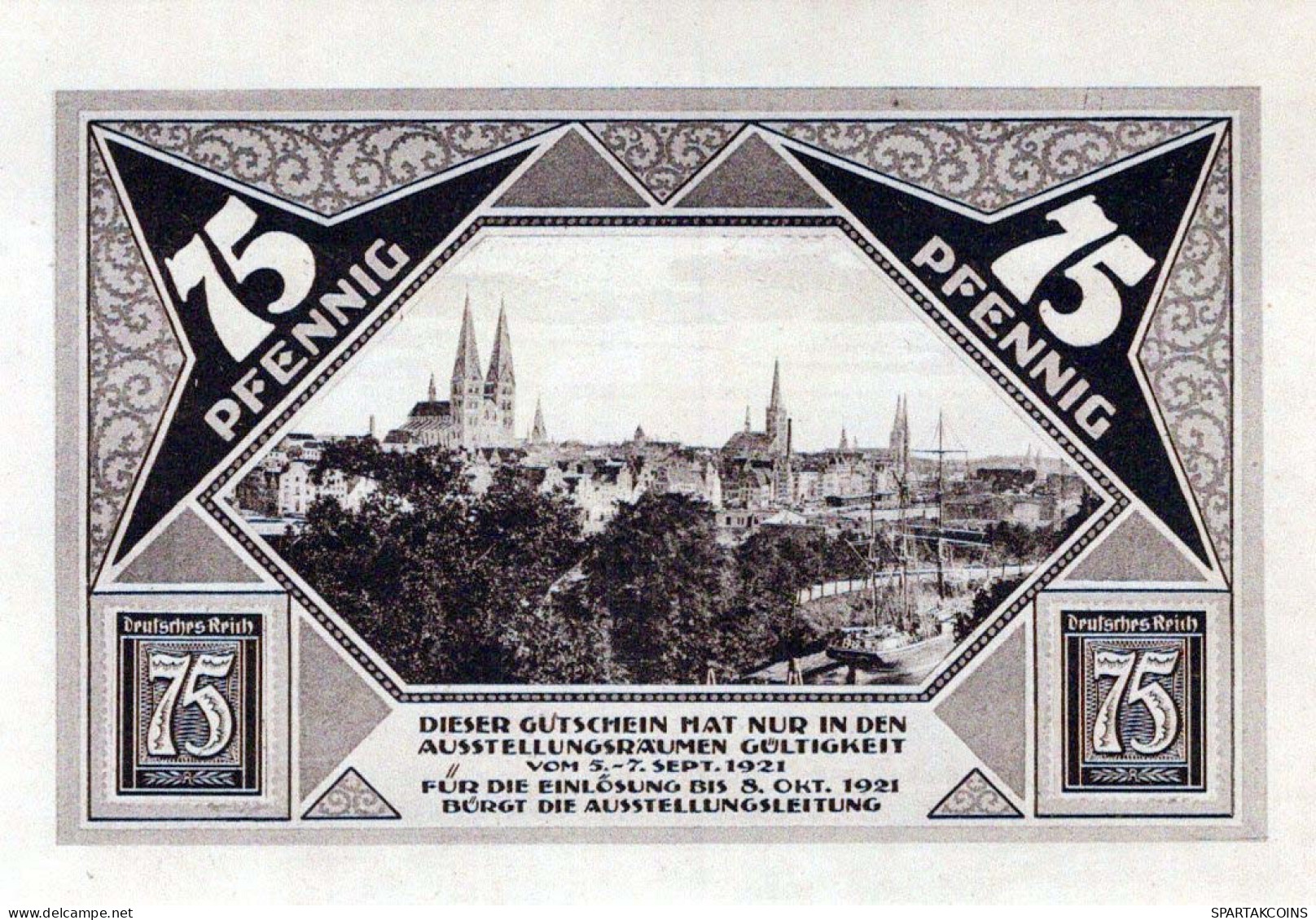 75 PFENNIG 1921 Stadt LÜBECK DEUTSCHLAND Notgeld Banknote #PJ093 - Lokale Ausgaben