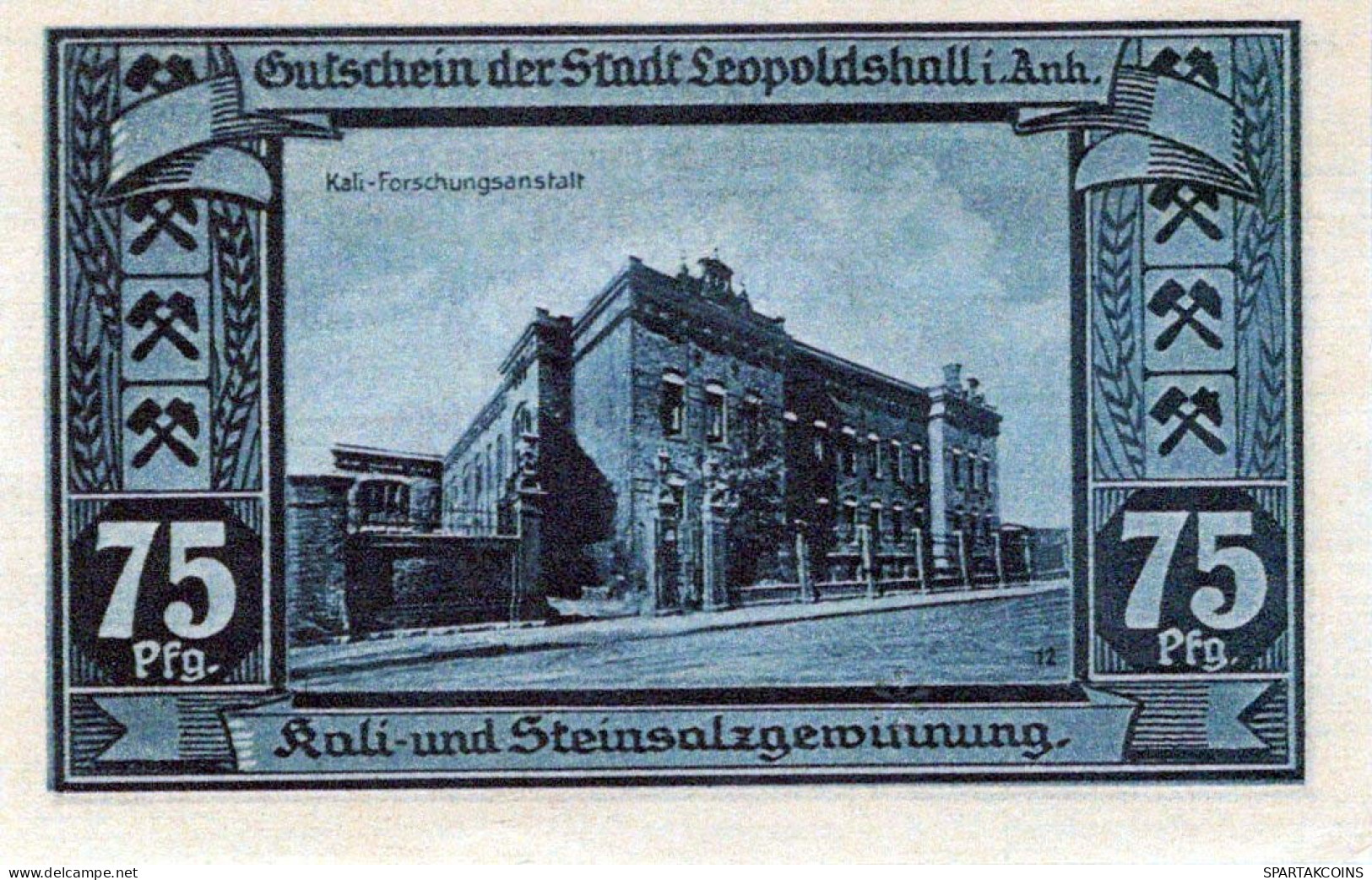 75 PFENNIG 1921 Stadt LEOPOLDSHALL Anhalt UNC DEUTSCHLAND Notgeld #PC182 - Lokale Ausgaben