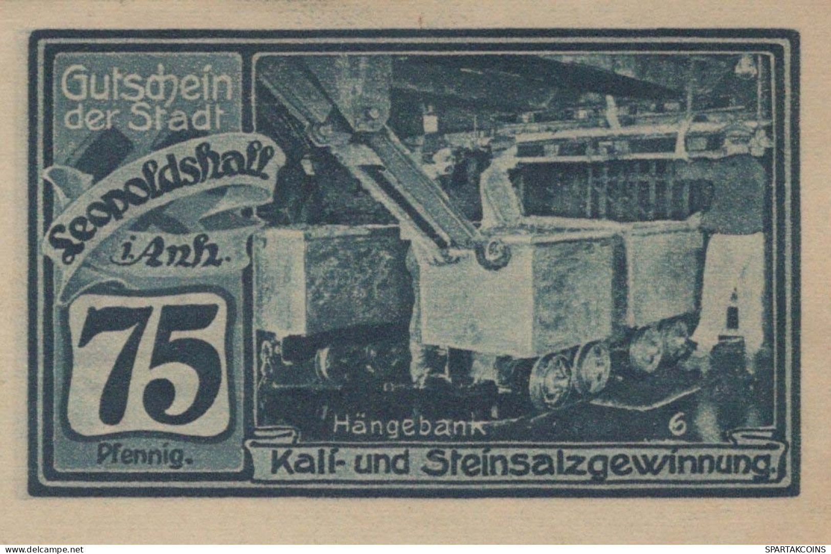 75 PFENNIG 1921 Stadt LEOPOLDSHALL Anhalt UNC DEUTSCHLAND Notgeld #PC174 - Lokale Ausgaben