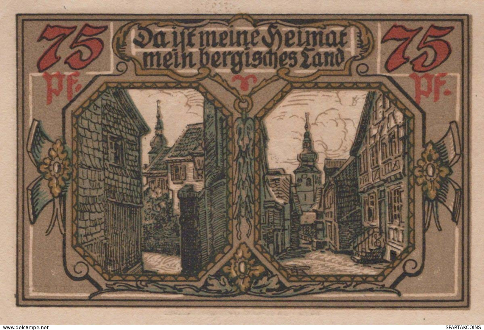 75 PFENNIG 1921 Stadt LENNEP Rhine UNC DEUTSCHLAND Notgeld Banknote #PC146 - Lokale Ausgaben