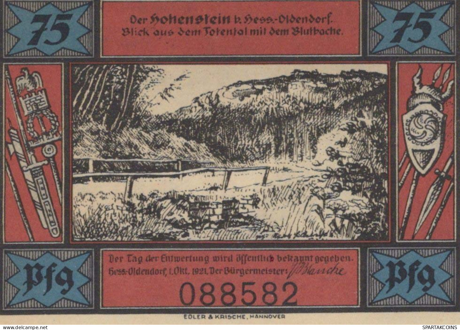 75 PFENNIG 1921 Stadt HESSISCH OLDENDORF Hesse-Nassau UNC DEUTSCHLAND #PH972 - Lokale Ausgaben