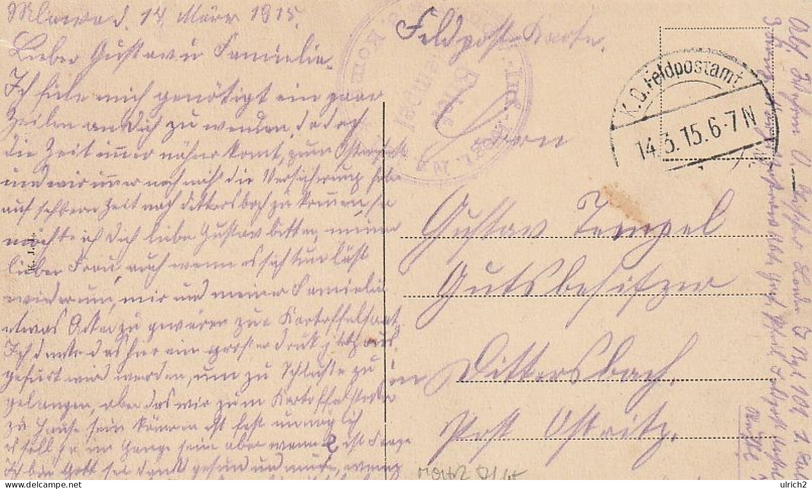 AK Mława - Aleja - Feldpost Landw.-Inf.-Regt. 101  - 1915 (69363) - Pommern