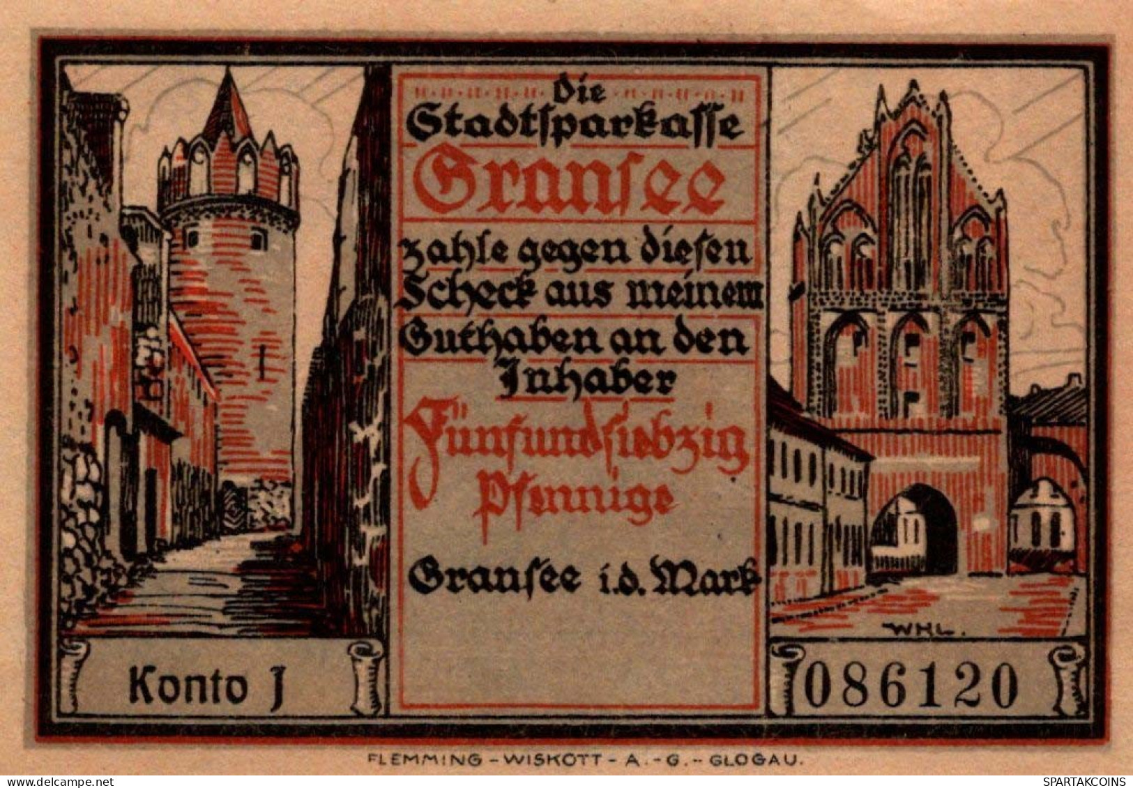 75 PFENNIG 1921 Stadt GRANSEE Brandenburg UNC DEUTSCHLAND Notgeld #PD047 - Lokale Ausgaben