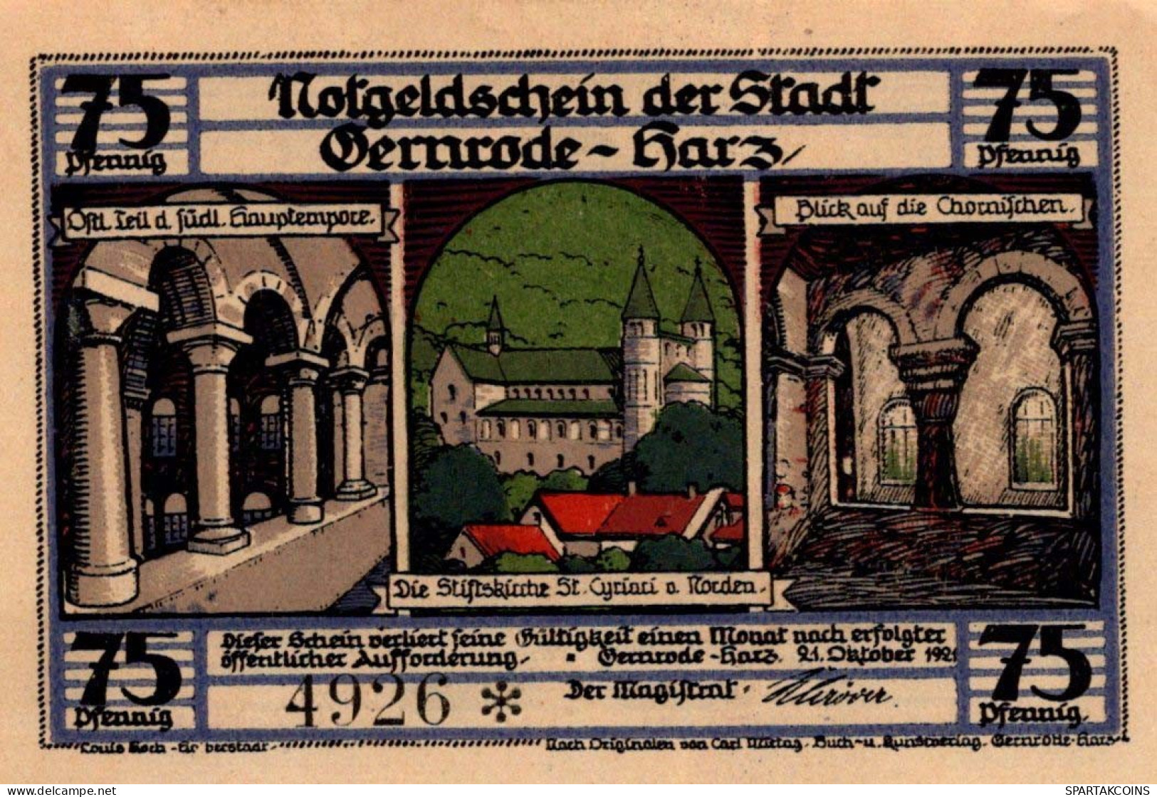 75 PFENNIG 1921 Stadt GERNRODE IM HARZ Anhalt UNC DEUTSCHLAND Notgeld #PH570 - Lokale Ausgaben