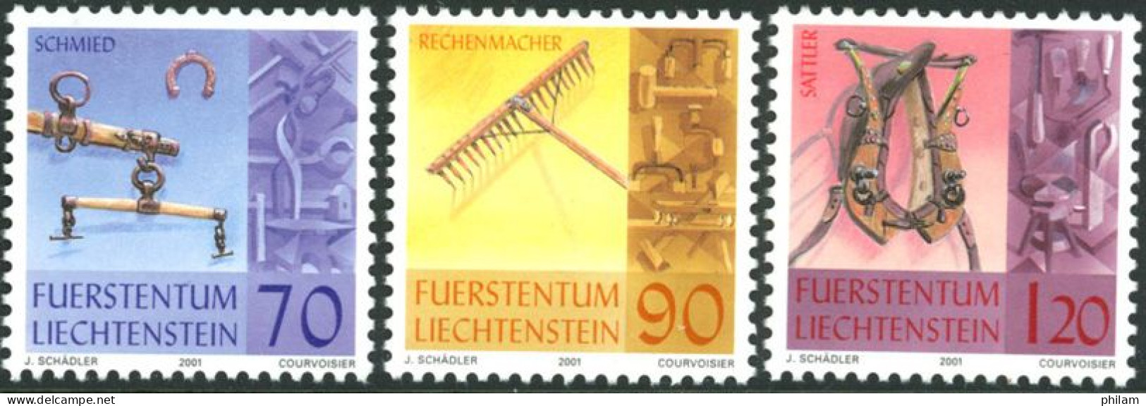 LIECHTENSTEIN 2001 - Anciens Métiers Manuels - 3 V. - Unused Stamps