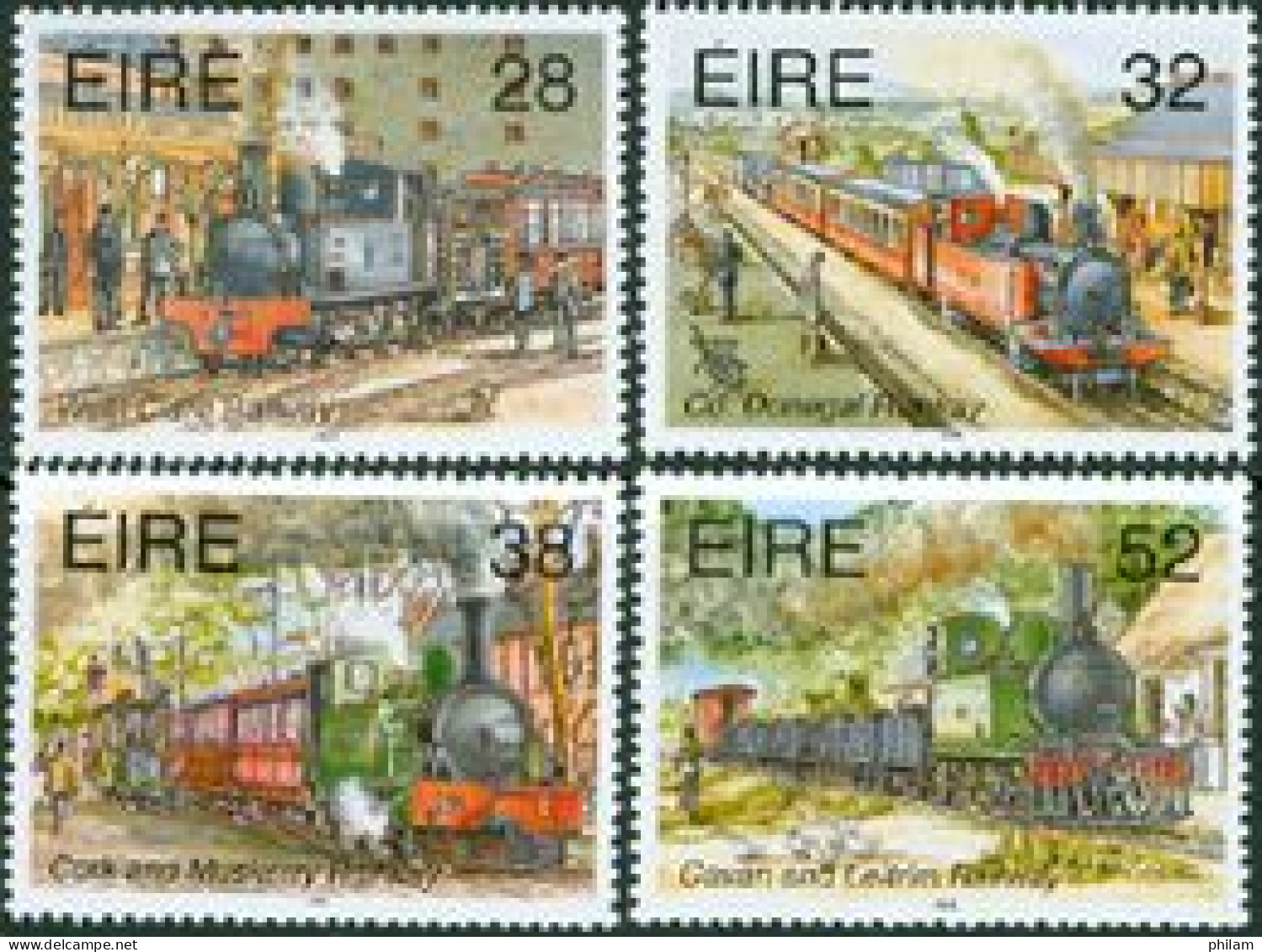IRLANDE 1995 - Transports: Locomotives à Vapeur - 4 V. - Eisenbahnen