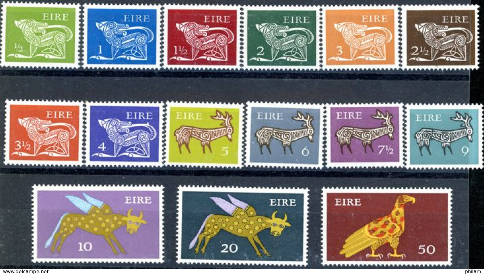 IRLANDE 1971 - Animaux Stylisés - Monnaie Décimale - 15 V. - Neufs