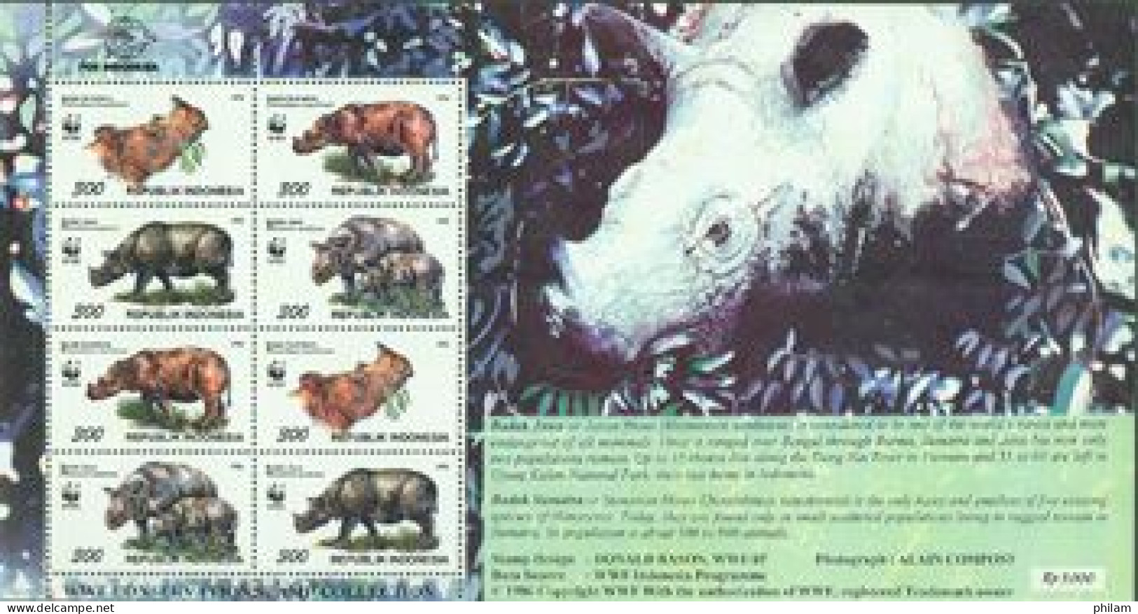 INDONESIE 1996 - W.W.F. - Rhinocéros - Bloc - Indonésie