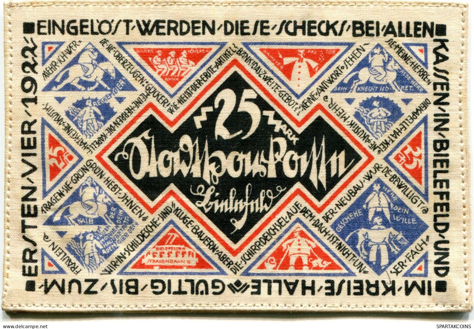 SILK 25 MARK 1921 Stadt BIELEFELD Westphalia RARE DEUTSCHLAND Notgeld Papiergeld Banknote #PL493 - [11] Lokale Uitgaven